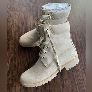 Timberland Light Tan canvas High-Top Boots